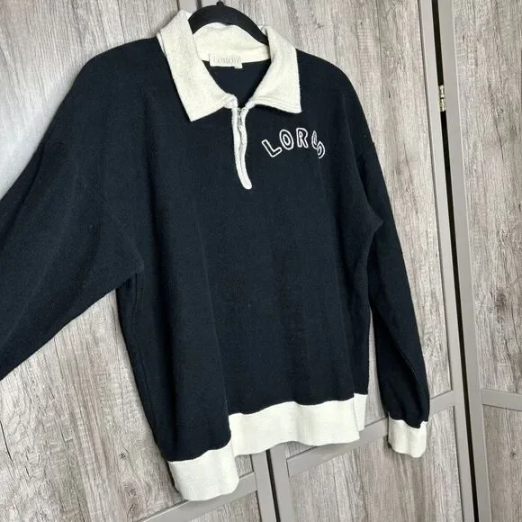 Lorod Half Zip Sweater Top Cotton Black and White Made in Japan Size M